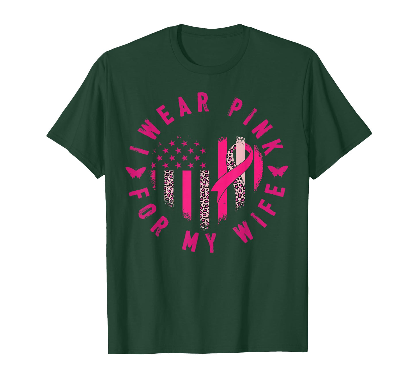 I Wear Pink for My Wife Pink Ribbon Breast Cancer for Women T-Shirt