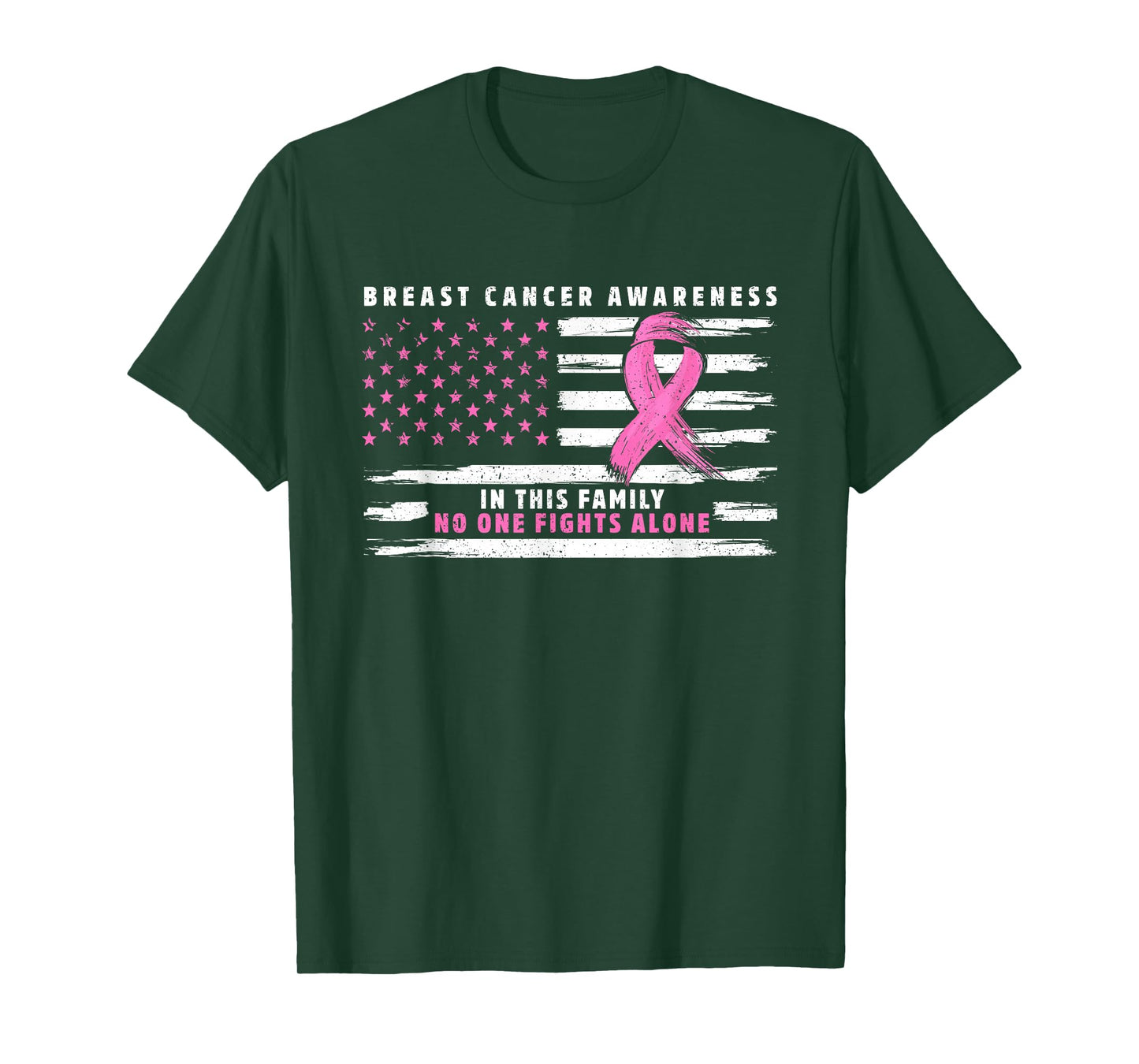In This Family Nobody Fights Alone Pink Ribbon Breast Cancer T-Shirt