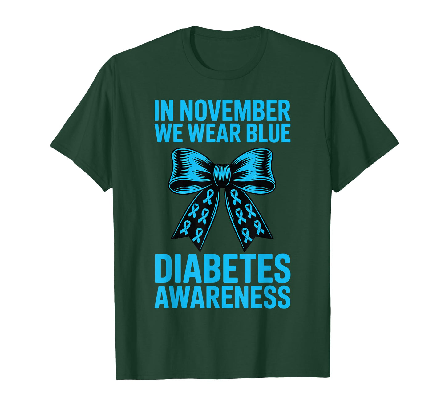 Diabetes Awareness Coquette Bow in November We Wear Blue T-Shirt