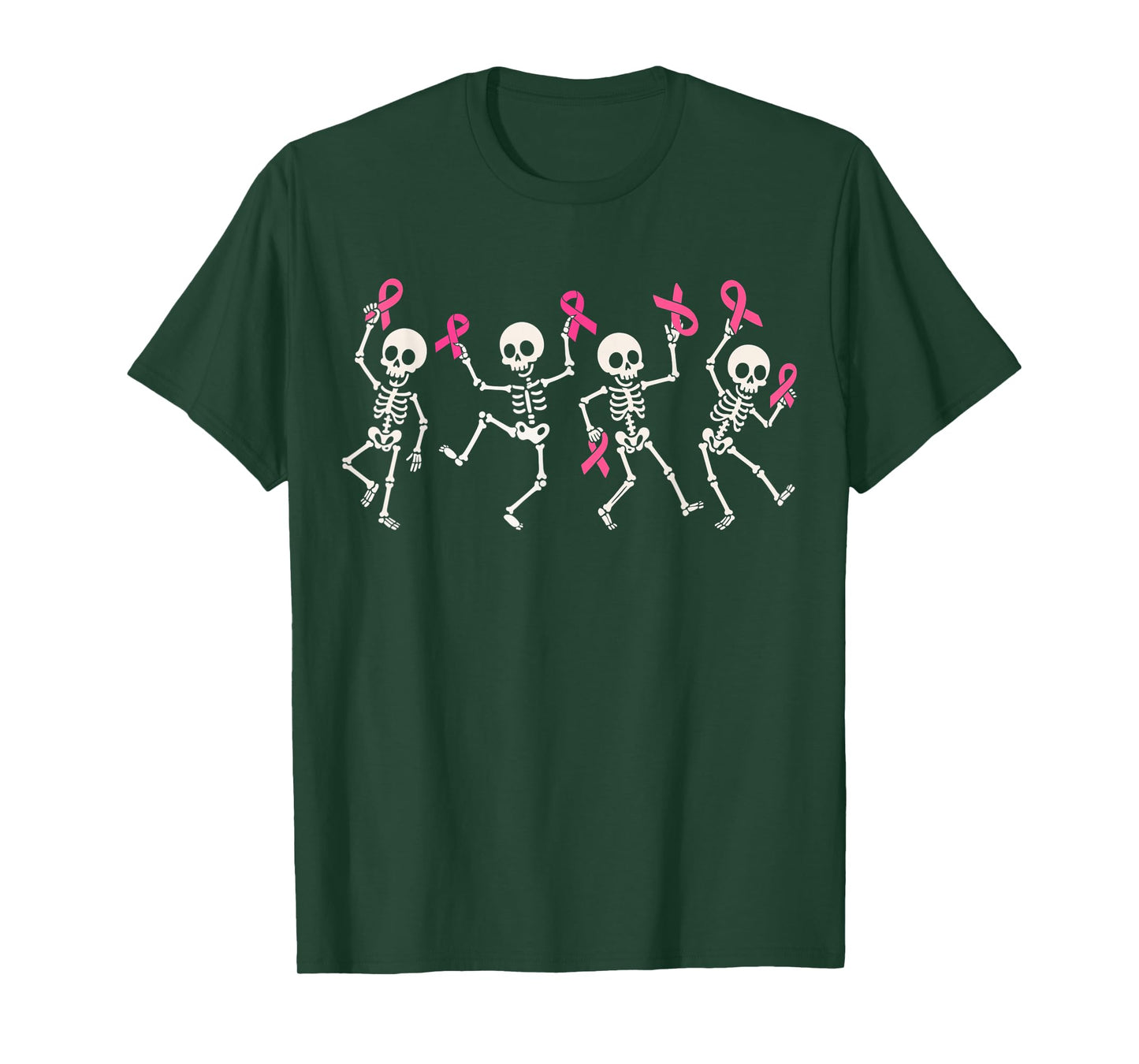 Pink Ribbon Breast Cancer Awareness Skeleton Women Men Kids T-Shirt