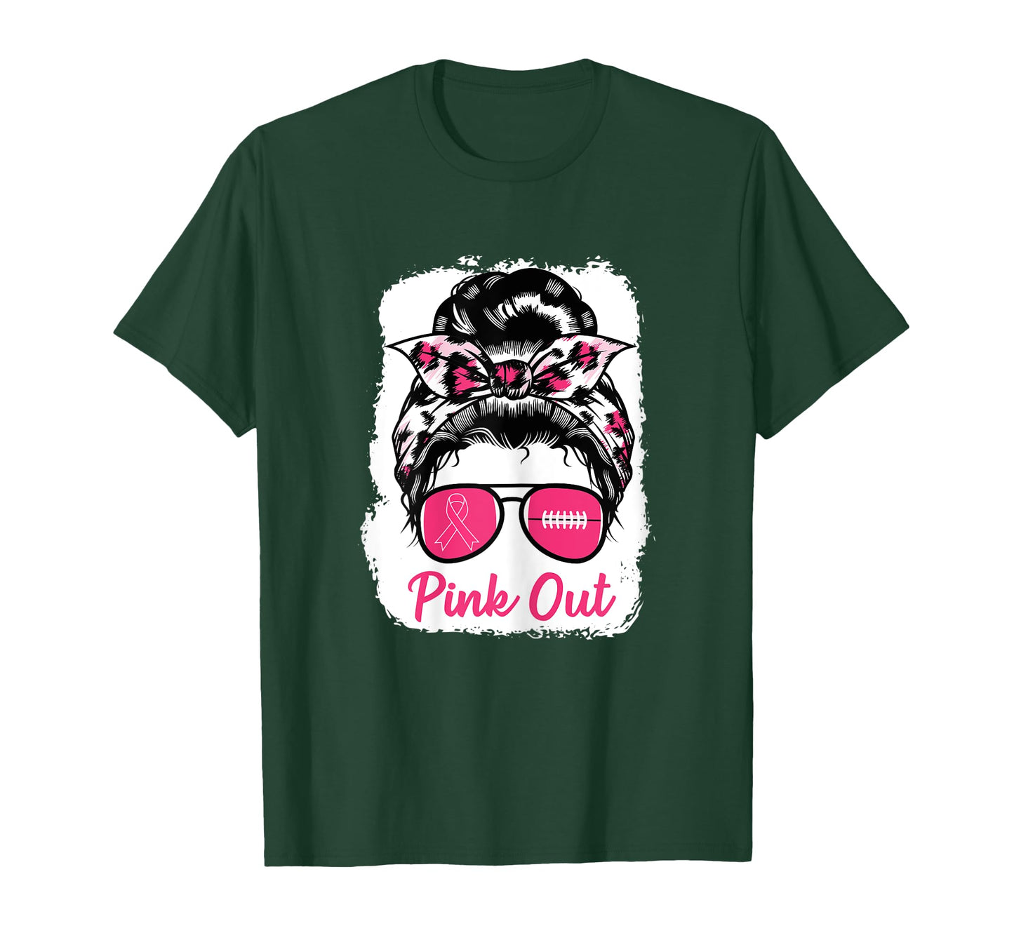 Pink Out Bleached Football Mom Breast Cancer Awareness Girls T-Shirt