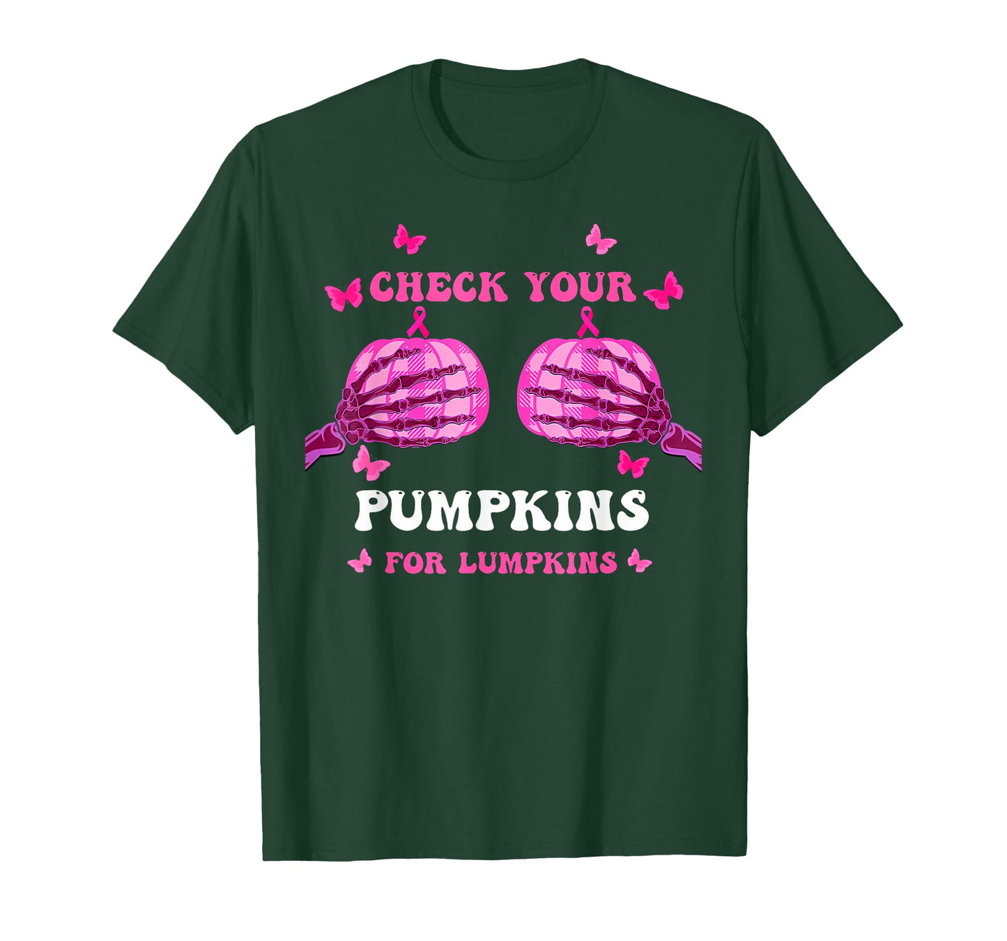 Check Your Pumpkins Breast Cancer Awareness Halloween Women T-Shirt