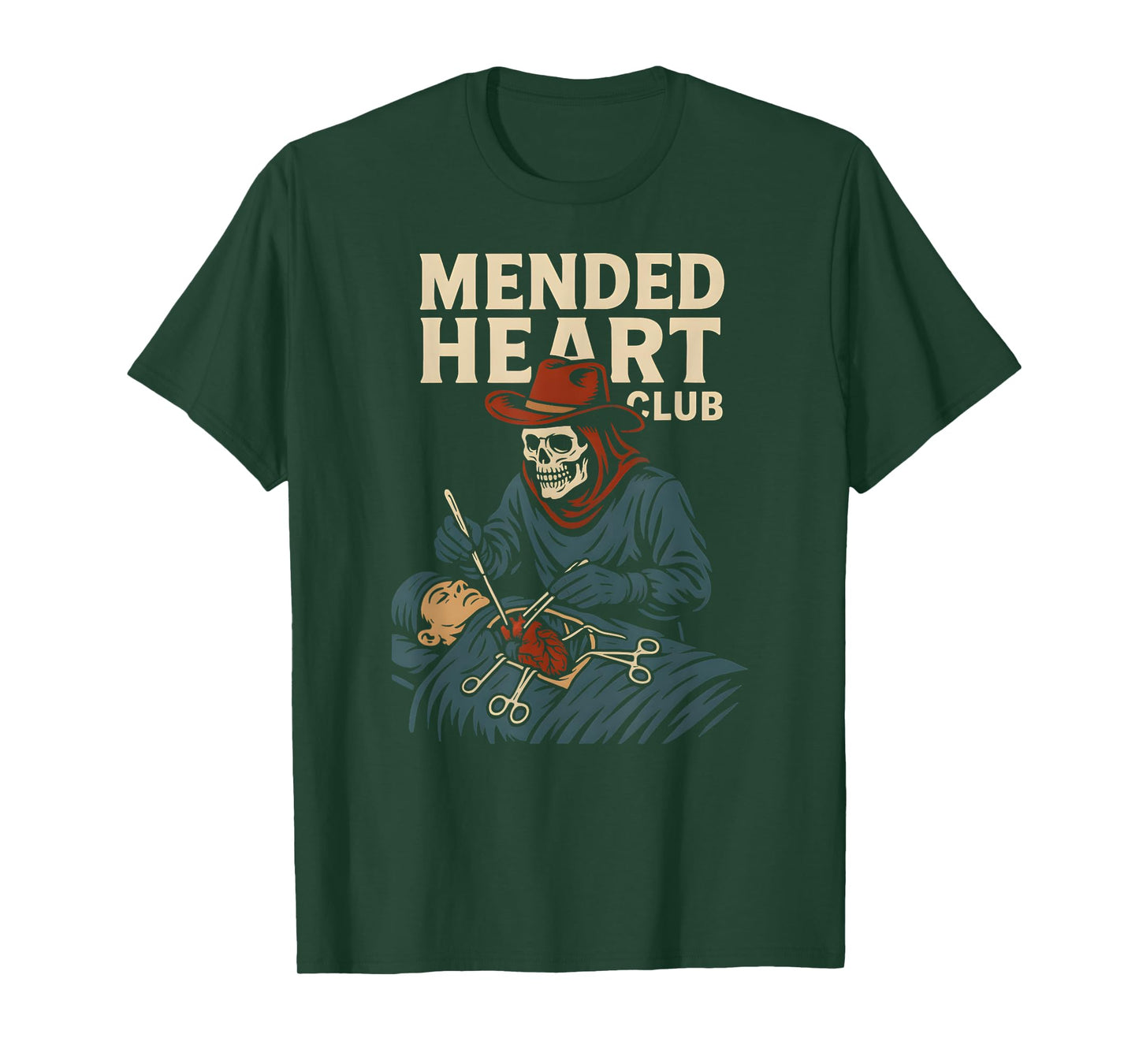 Heart Surgery Mended Heart Club Cool Skeleton Recovery T-Shirt