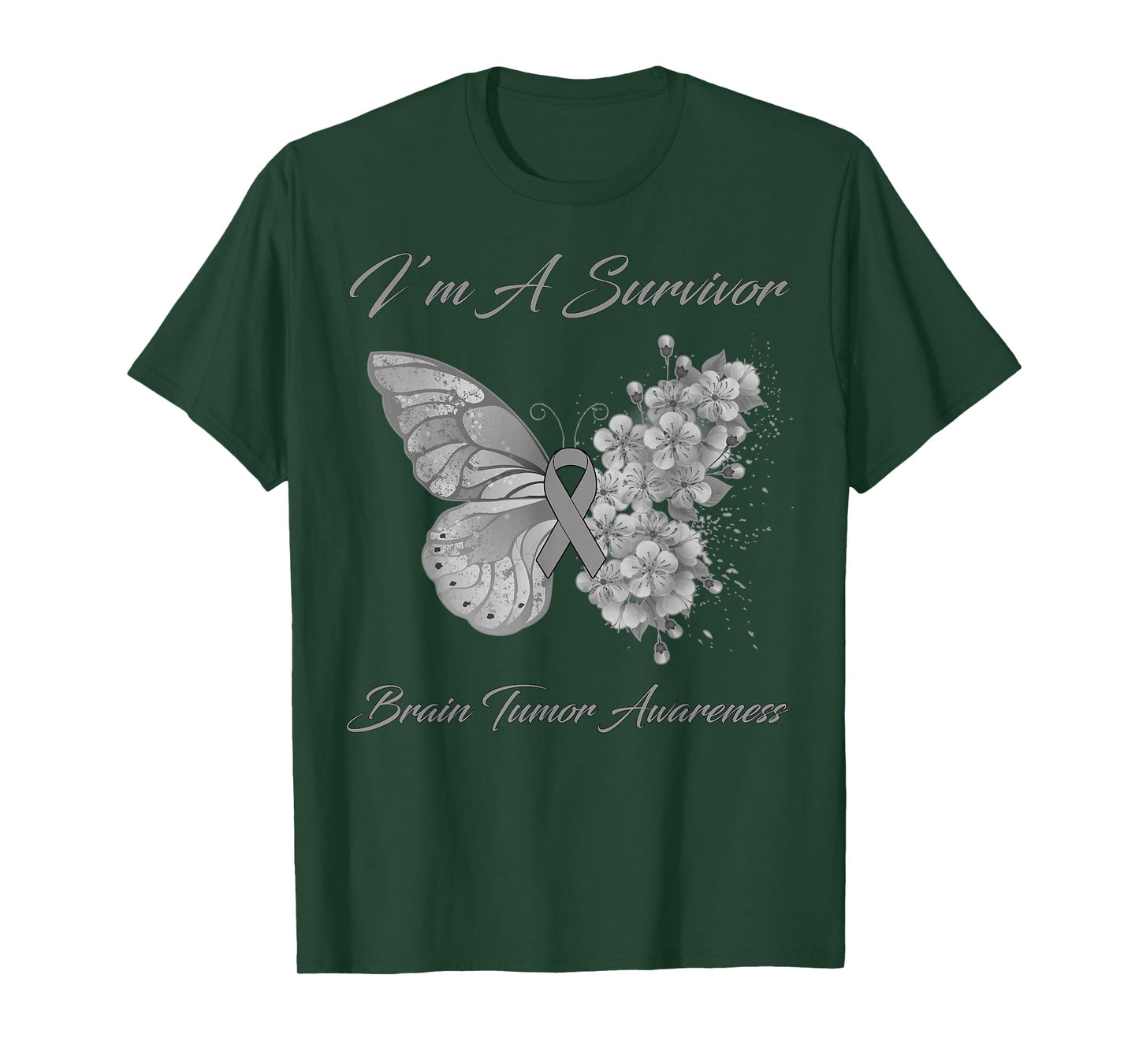 Butterfly I’m A Survivor Brain Tumor Awareness T-Shirt