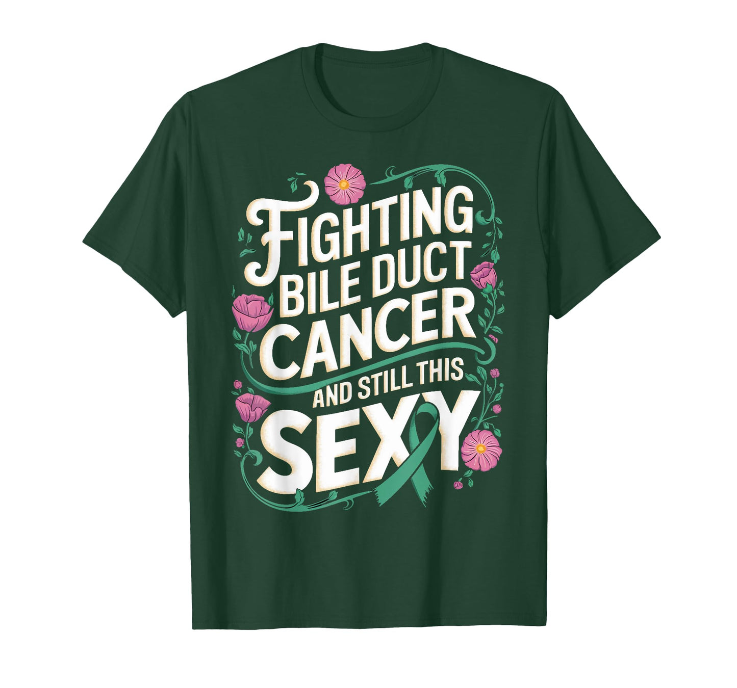 Fighting Bile Duct Cancer Green Ribbon Gallbladder Awareness T-Shirt
