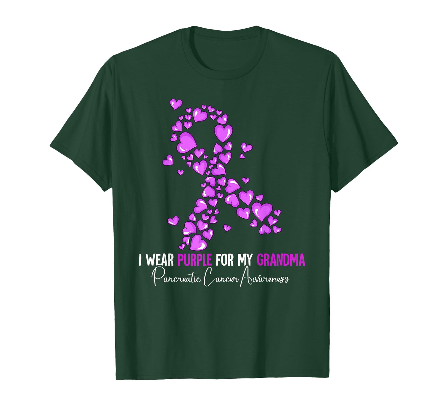 Pancreatic Cancer Awareness Gift I Wear Purple For My Grandma Pancreatic Cancer Awareness Unisex-Adults Cotton Blend T-Shirt Black Small