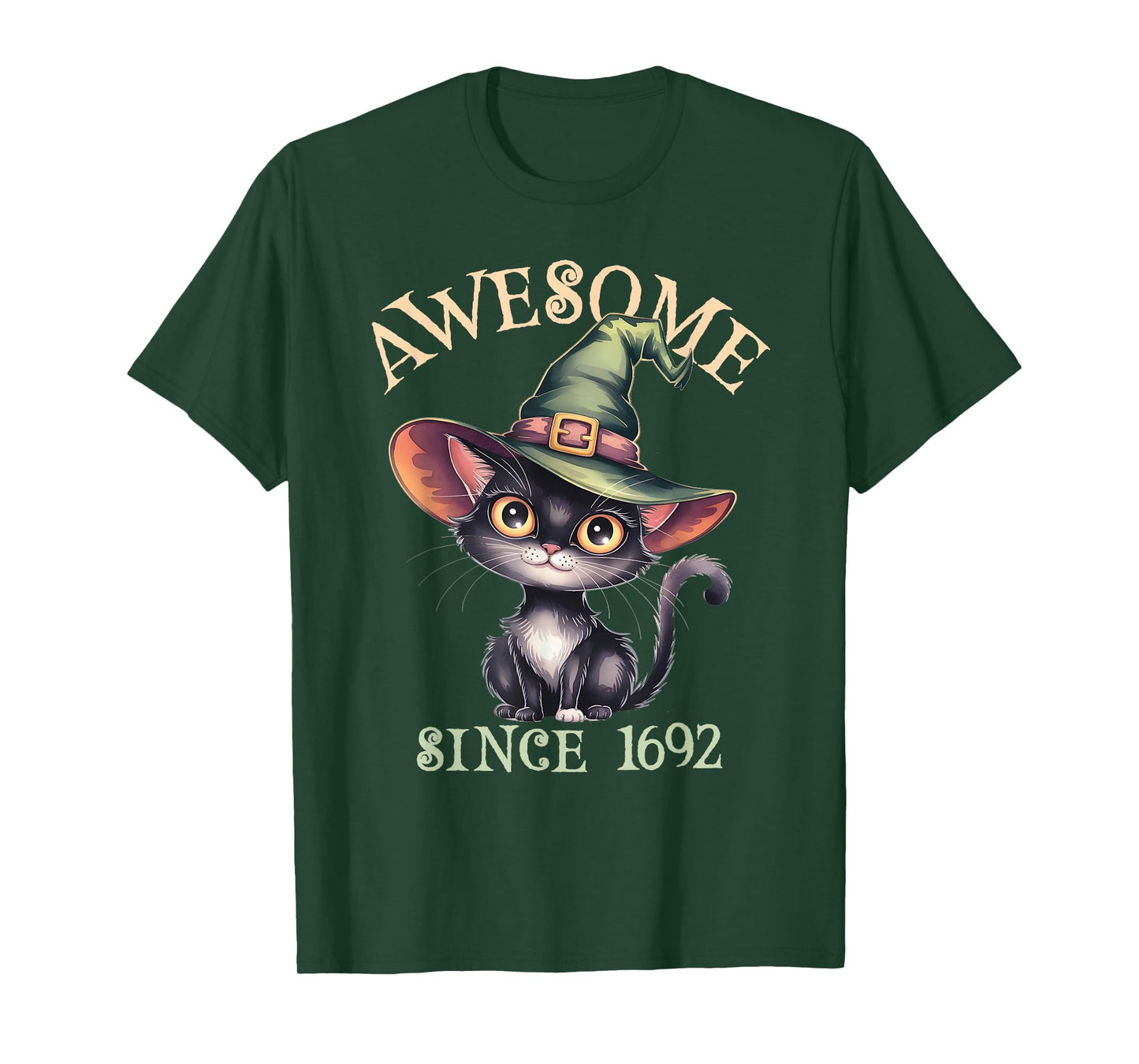 Kawaii Awesome Cat Witch Since 1692 Creepy Wicca Team T-Shirt