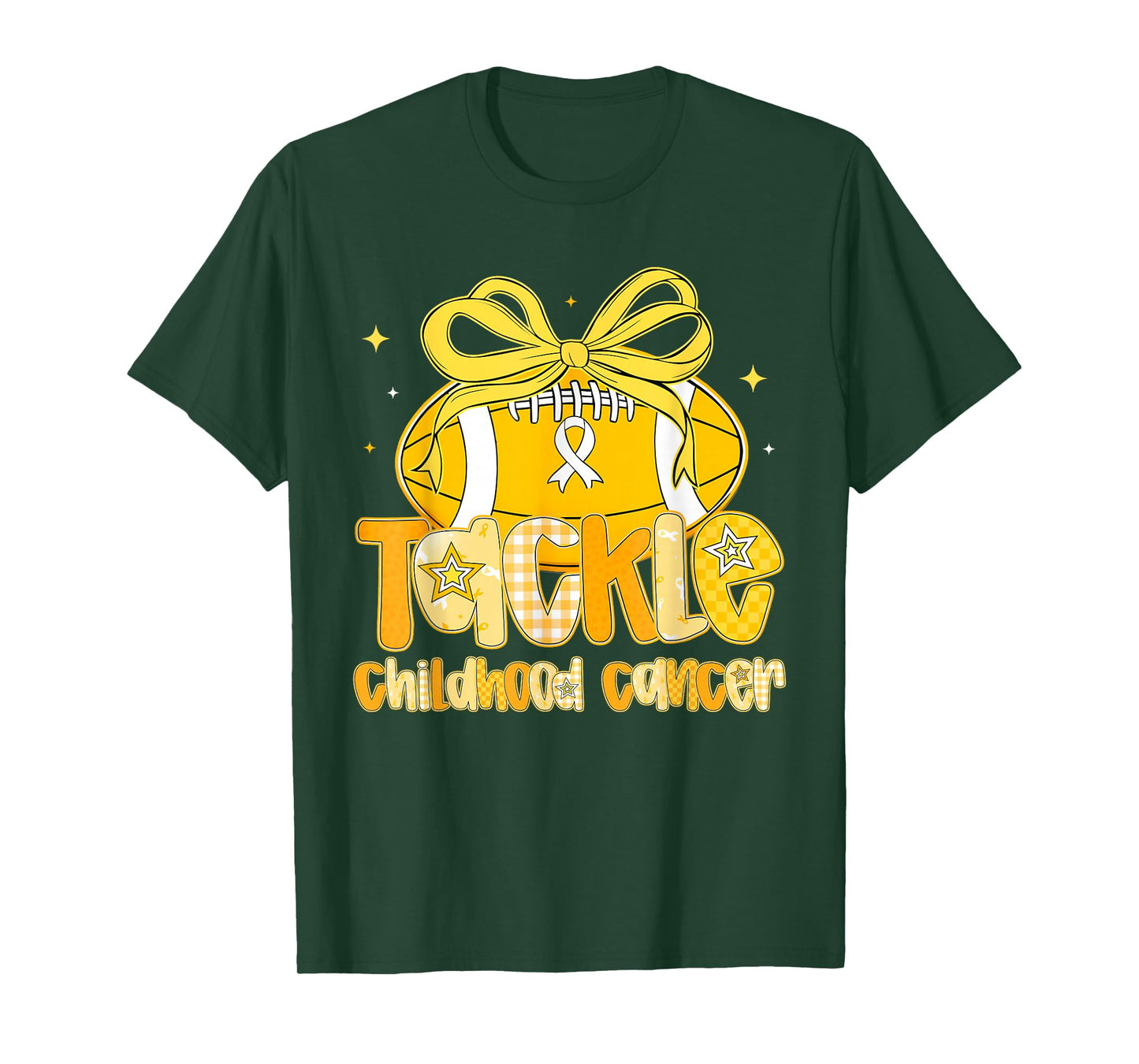 Tackle Childhood Cancer Awareness Football Gold Ribbon Kids T-Shirt