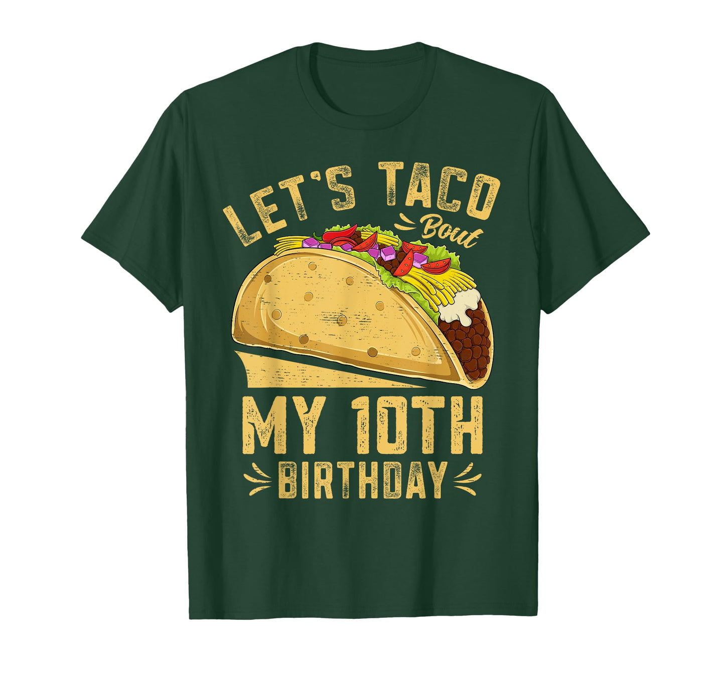 10 Year Old Funny Let's Taco Bout My 10th Birthday Boys Kids T-Shirt
