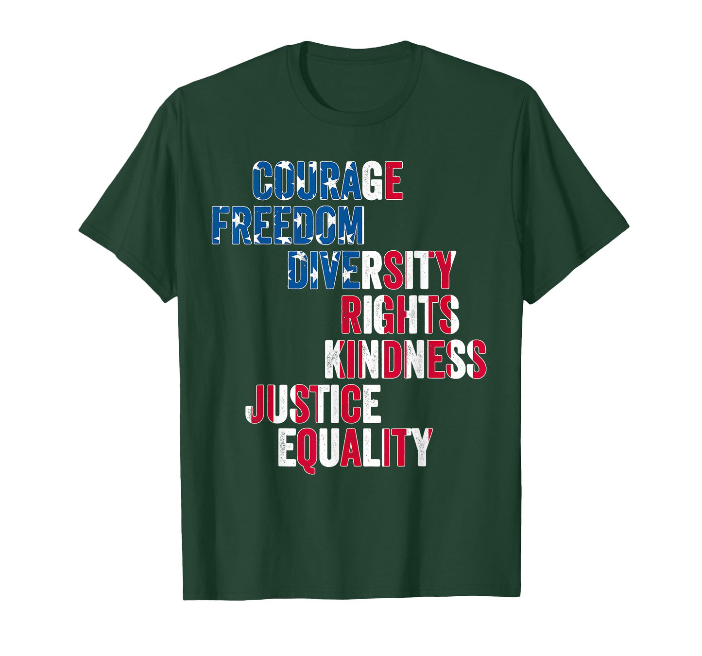 Courage Freedom Diversity Rights Kindness Justice Equality T-Shirt