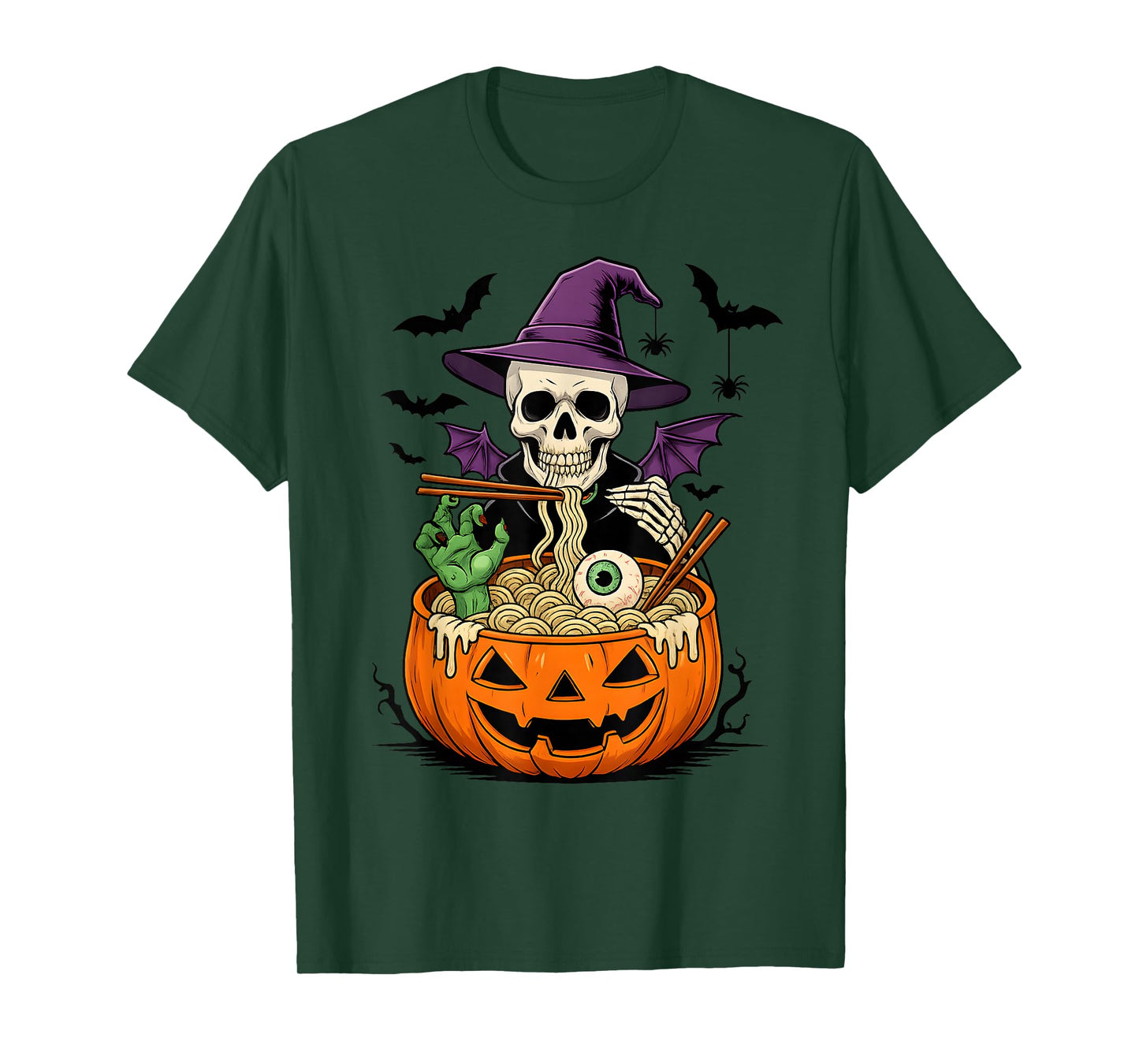 Anime Skeleton Ramen Halloween Funny Graphic Tee Skeleton T-Shirt