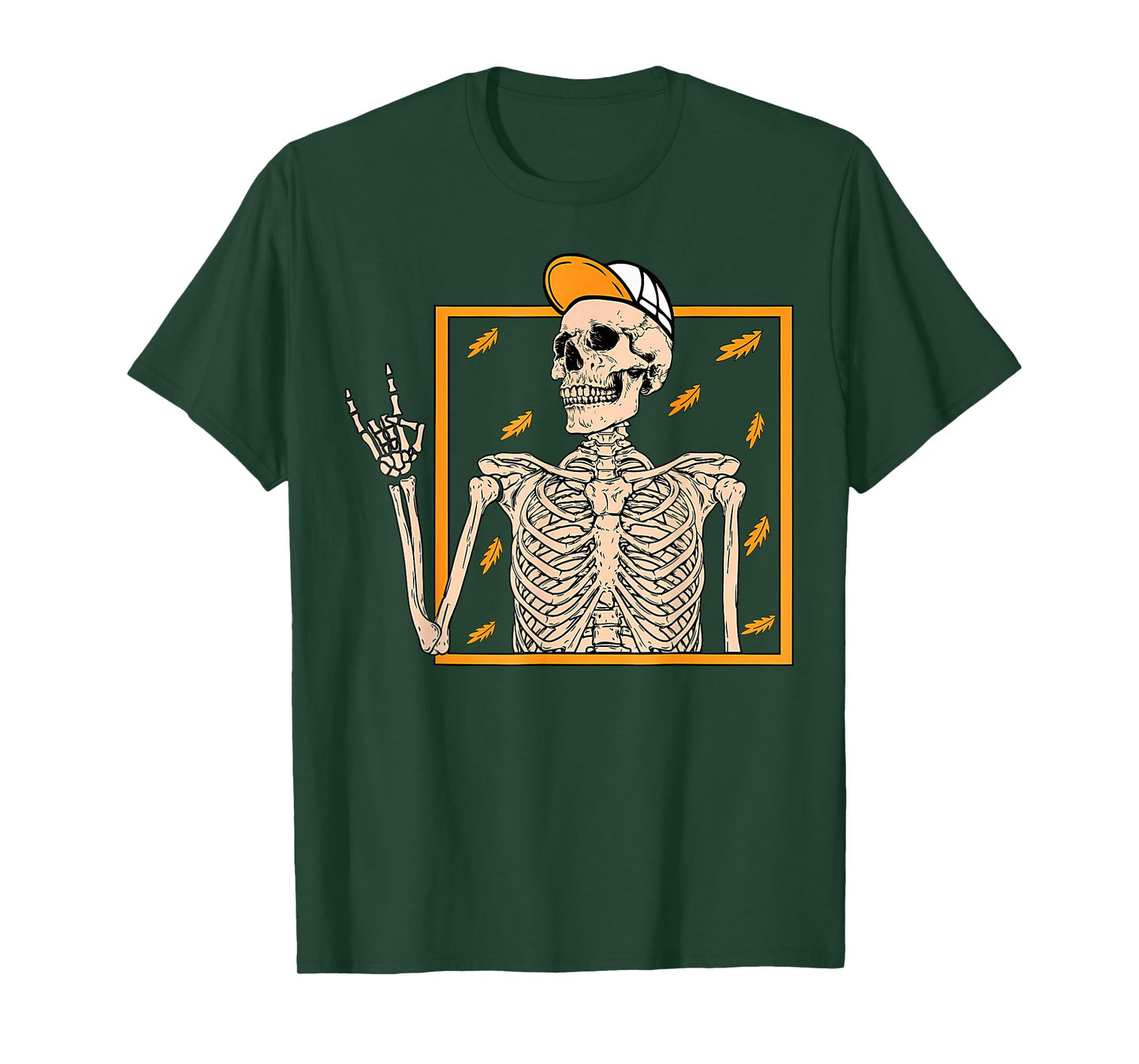 Vintage Halloween Skeleton Rock On Hand Skeleton Men Boys T-Shirt