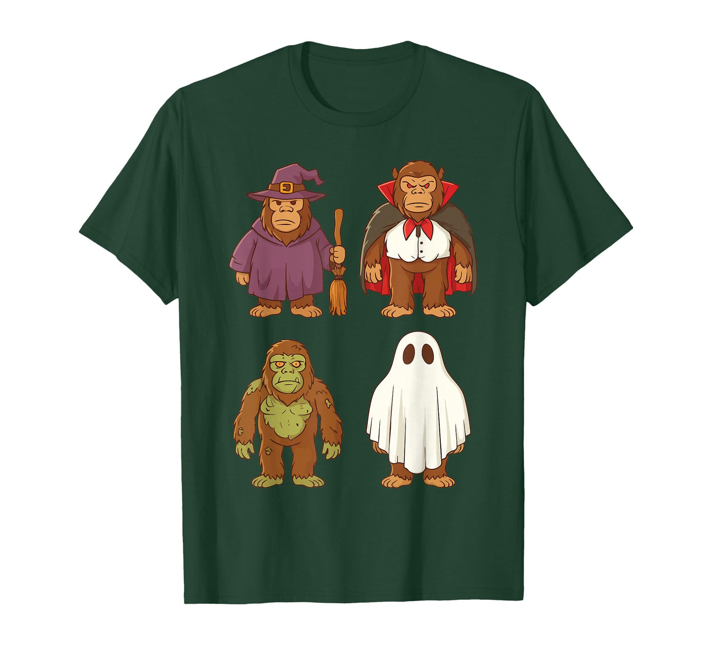 Funny Bigfoot Ghost Witch Zombie Halloween Costume Boys Girl T-Shirt