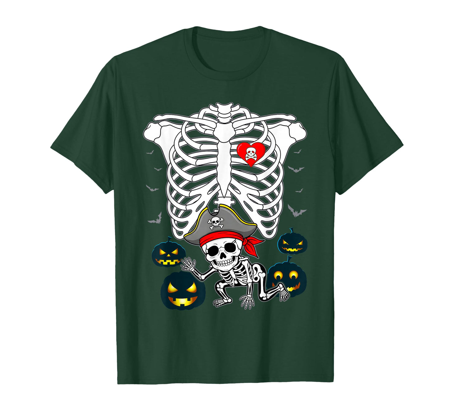 Baby Pregnancy Halloween Skeleton Xray Pirate Boy Pregnant T-Shirt