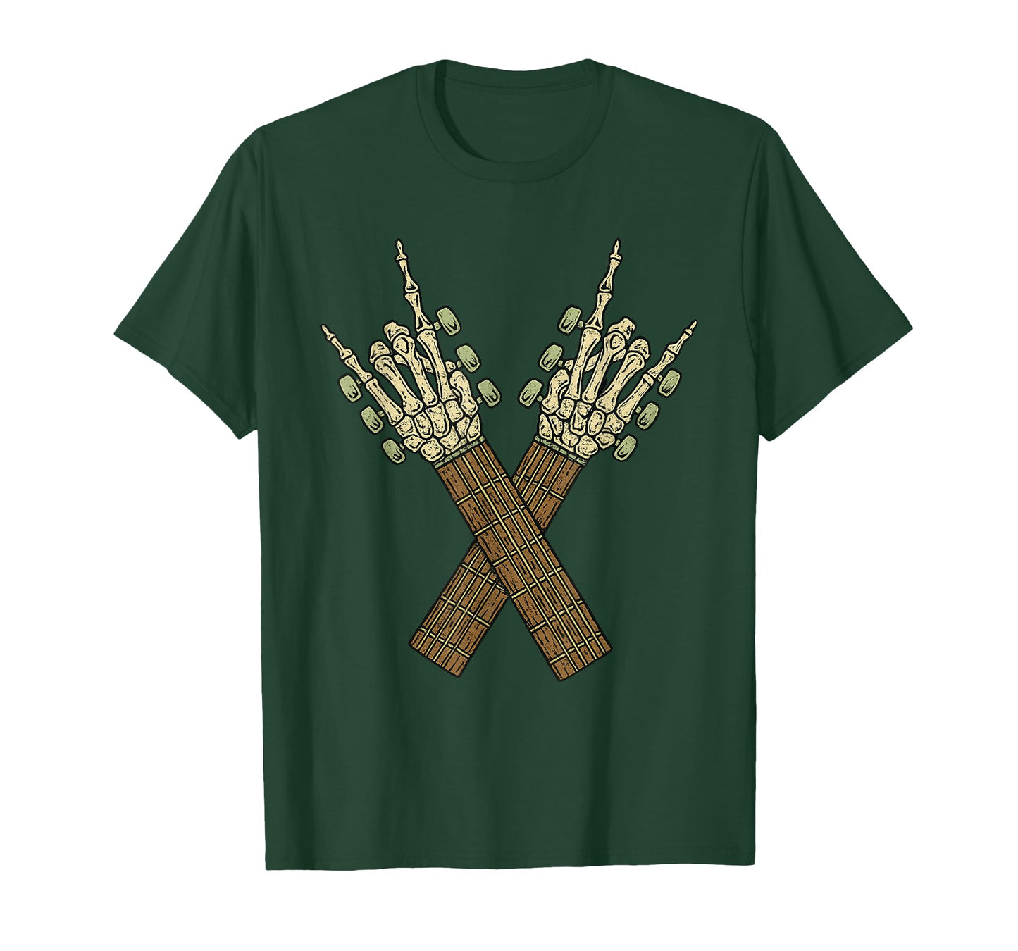 Vintage Halloween Skeleton Guitar Rock Funny Spooky Costume T-Shirt