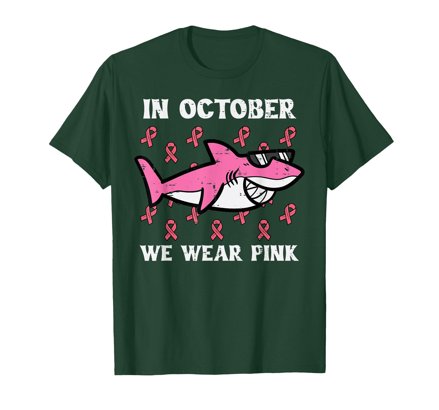 October We Wear Pink Shark Breast Cancer Awareness Boys Kids T-Shirt