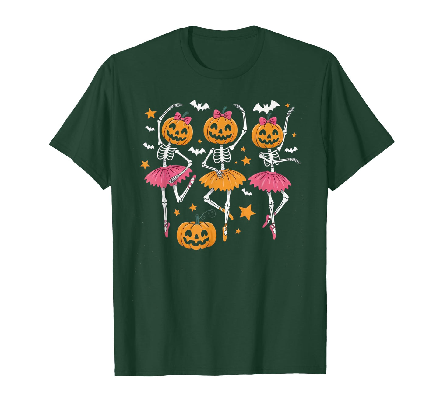 Girls Halloween Ballet Skeleton Pumpkin Skeleton Women Gifts T-Shirt