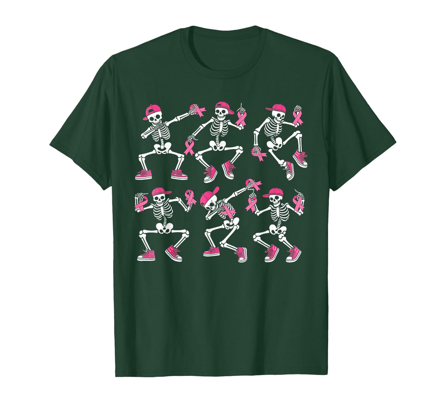 Pink Ribbon Breast Cancer Awareness Skeleton Women Men Kids T-Shirt