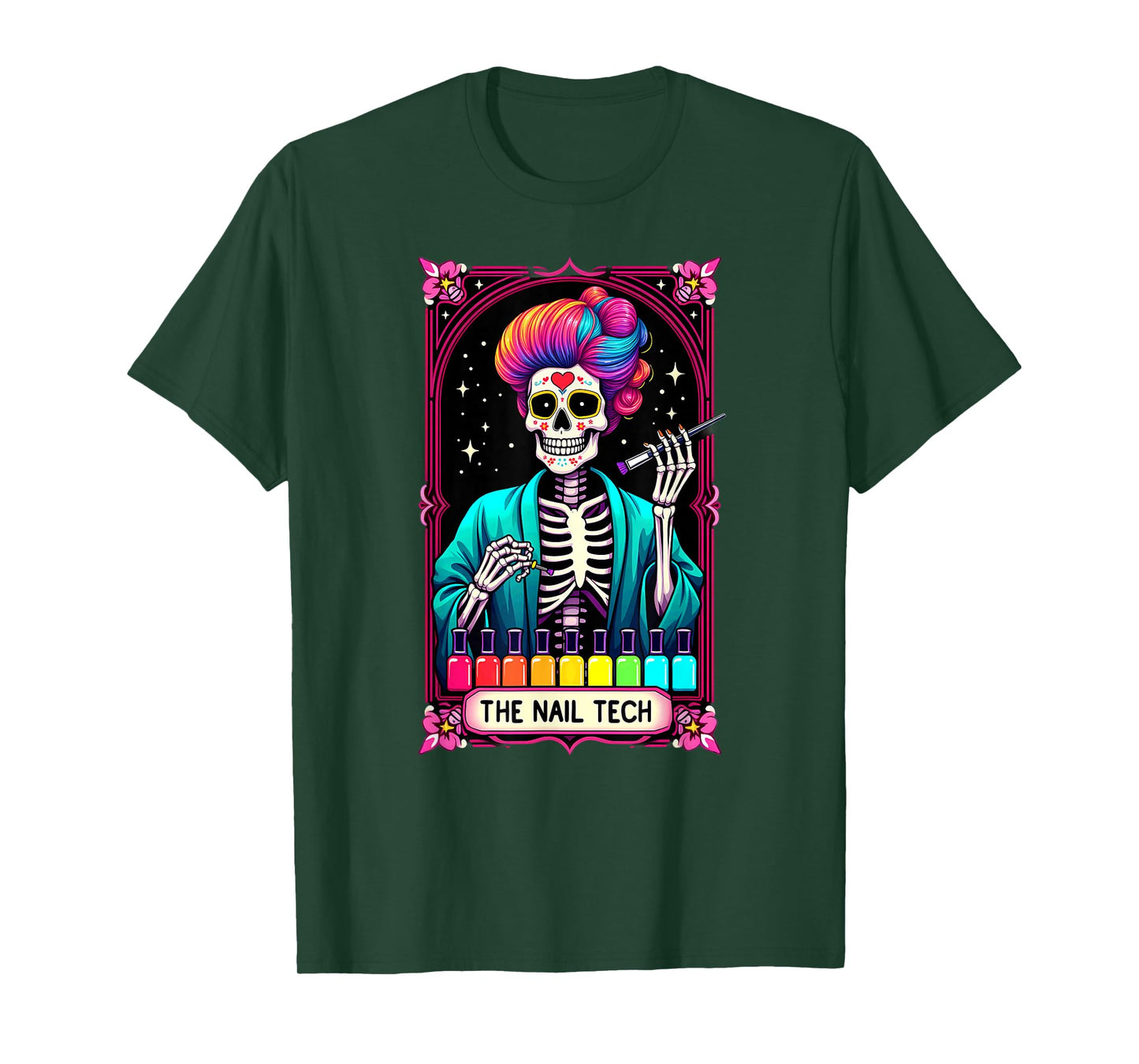 Tarot Card Nail Tech Skeleton Beautician Halloween T-Shirt