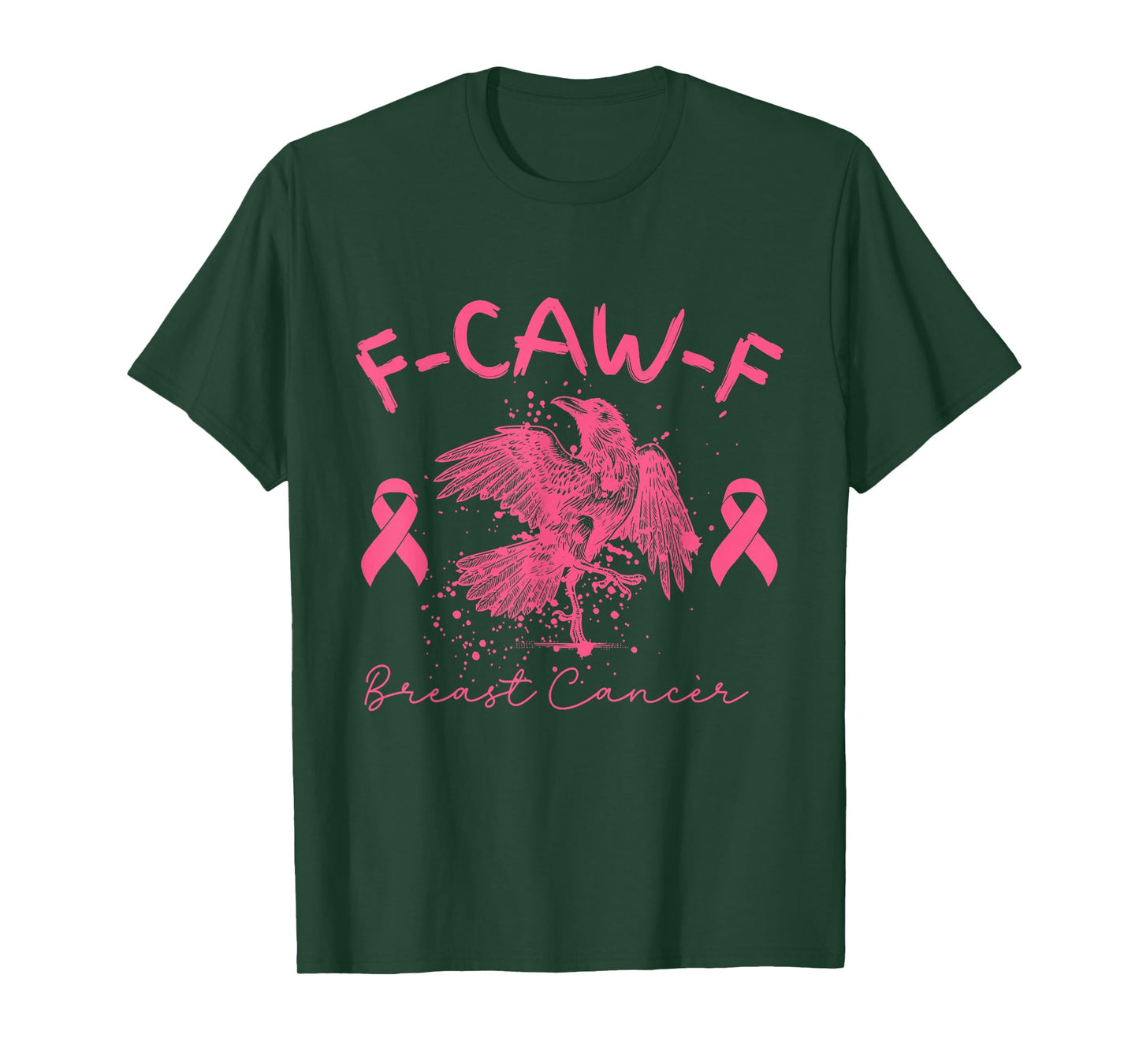 F CAW F Cancer Pink Ribbon Raven Breast Cancer Awareness T-Shirt