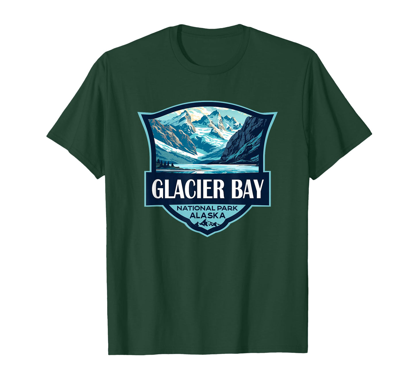 Glacier Bay National Park Illustration Travel Retro Badge T-Shirt