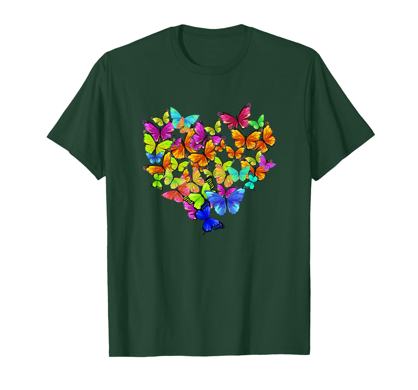 Colorful Cute Butterfly Heart - Rainbow Butterflies T-Shirt
