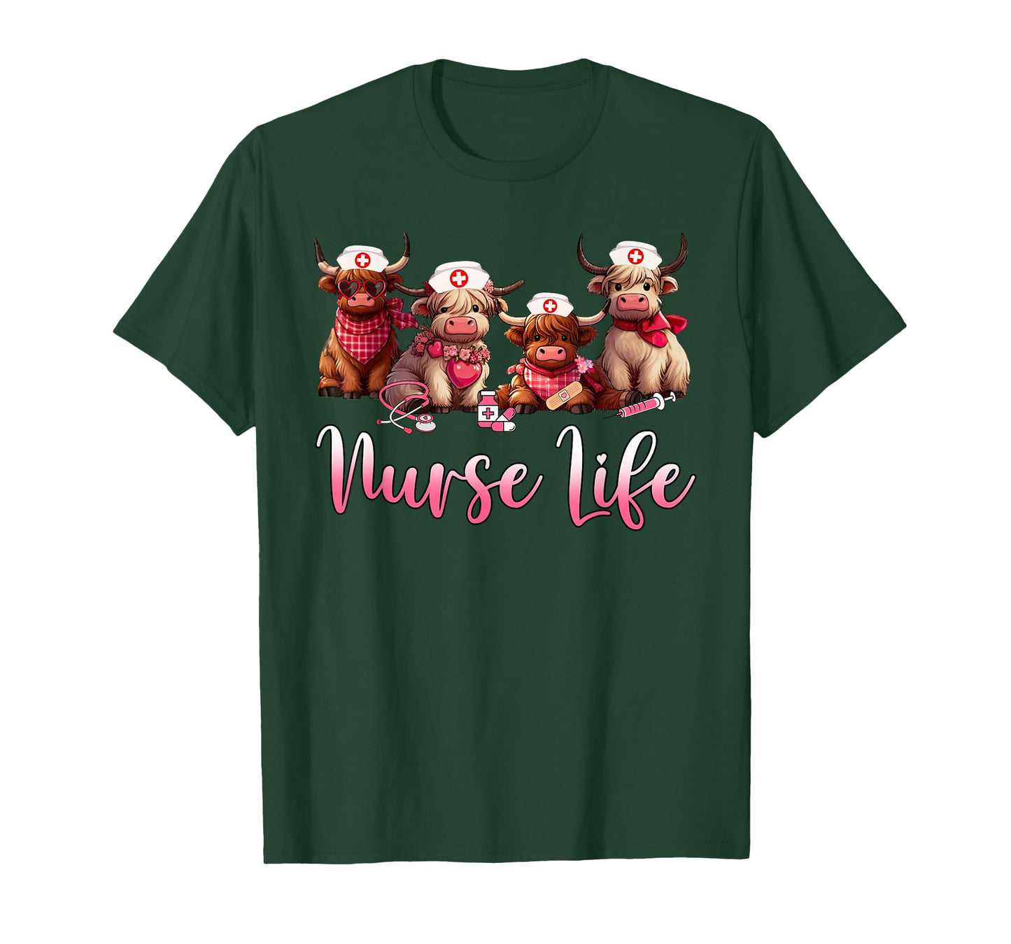 Cute Highland Cow Nurse Life Nursing Farm Animal Lover T-Shirt