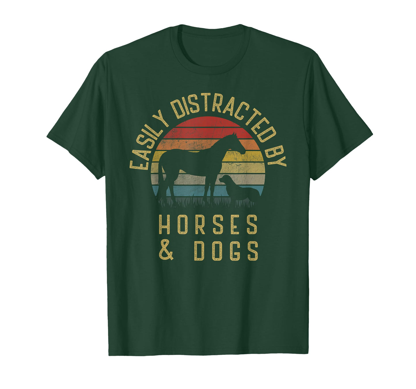 Easily distracted by horses and dogs I like heart horse dog T-Shirt