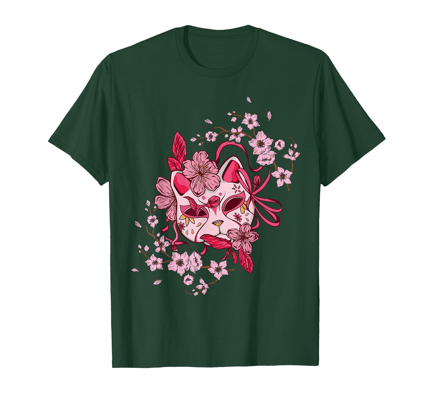 Sakura Tree Japanese Mask Cherry Pink Flower Blossom T-Shirt