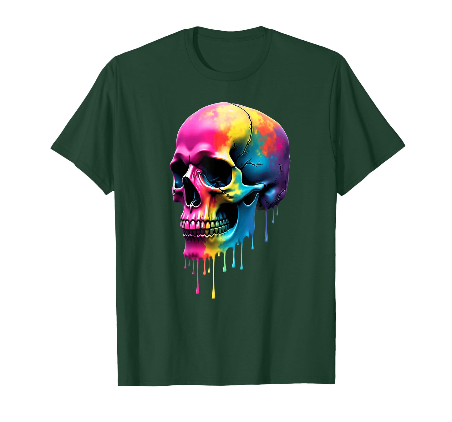 Colorful Skull Melting Halloween T-Shirt
