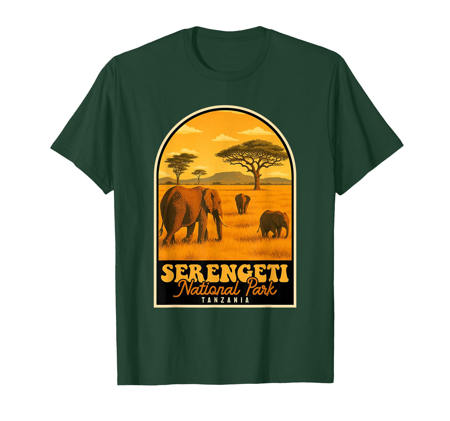Serengeti National Park Vintage Tanzania Safari Elephants T-Shirt