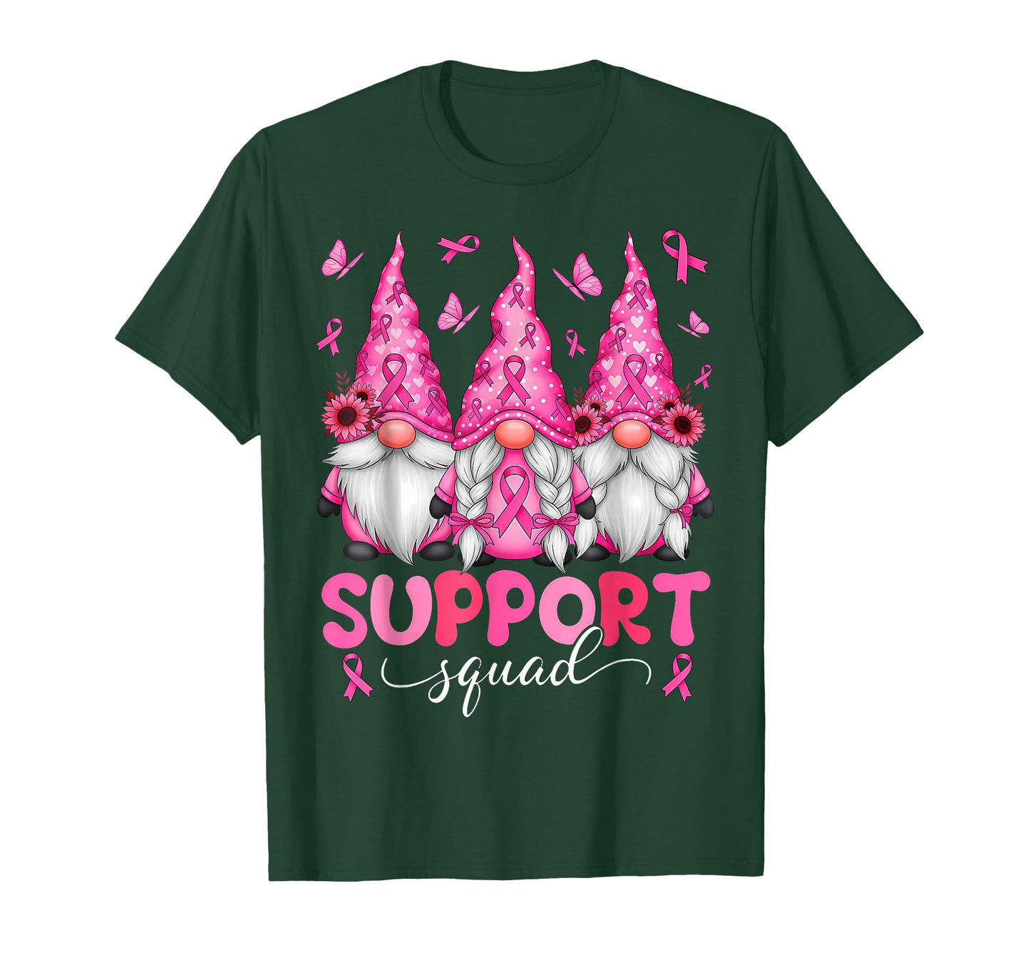Support Squad Gnomes Breast Cancer Awareness Men Women Kids T-Shirt