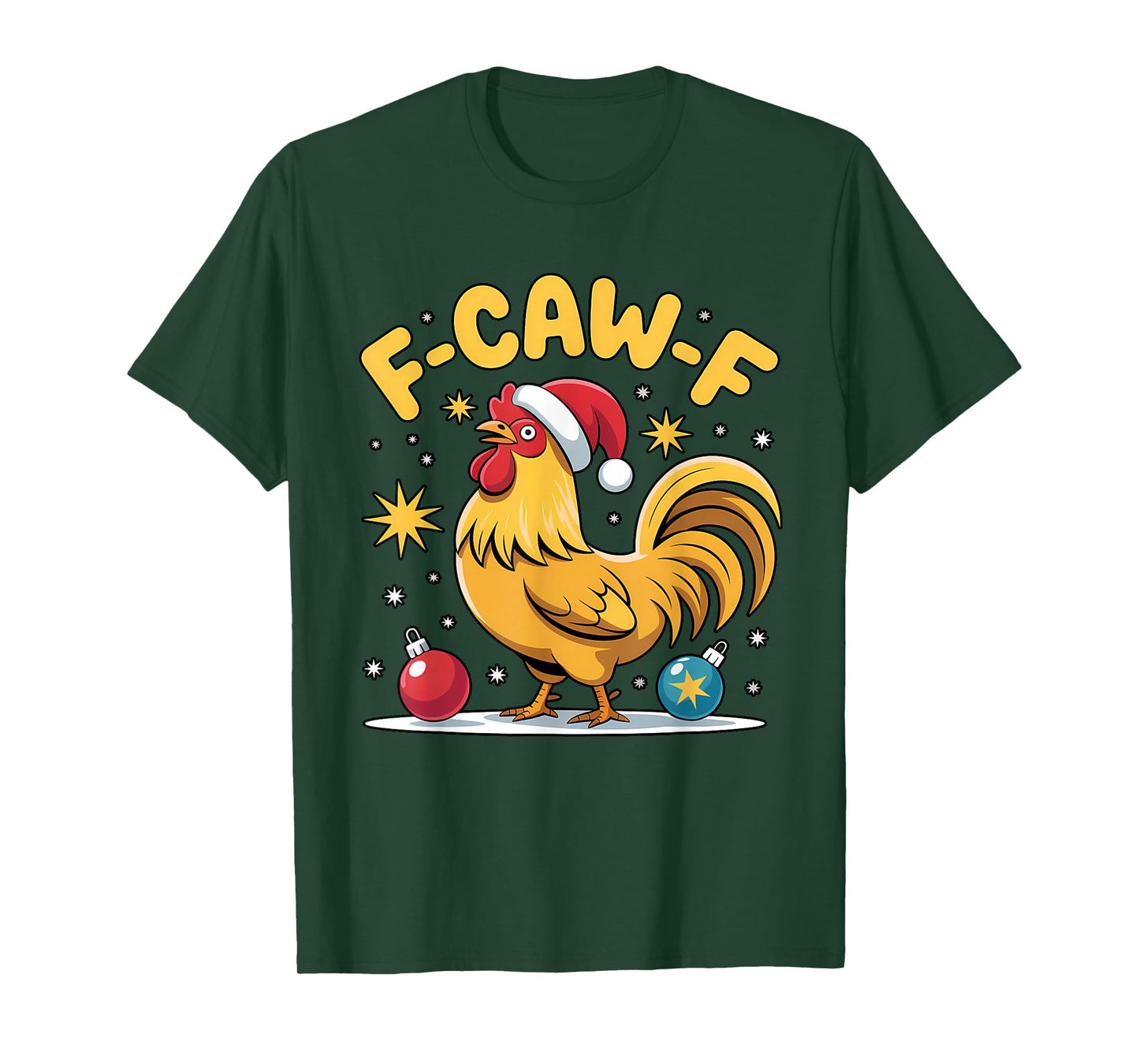 Merry F-Caw-F Chicken Funny Christmas Rooster Lover Xmas T-Shirt