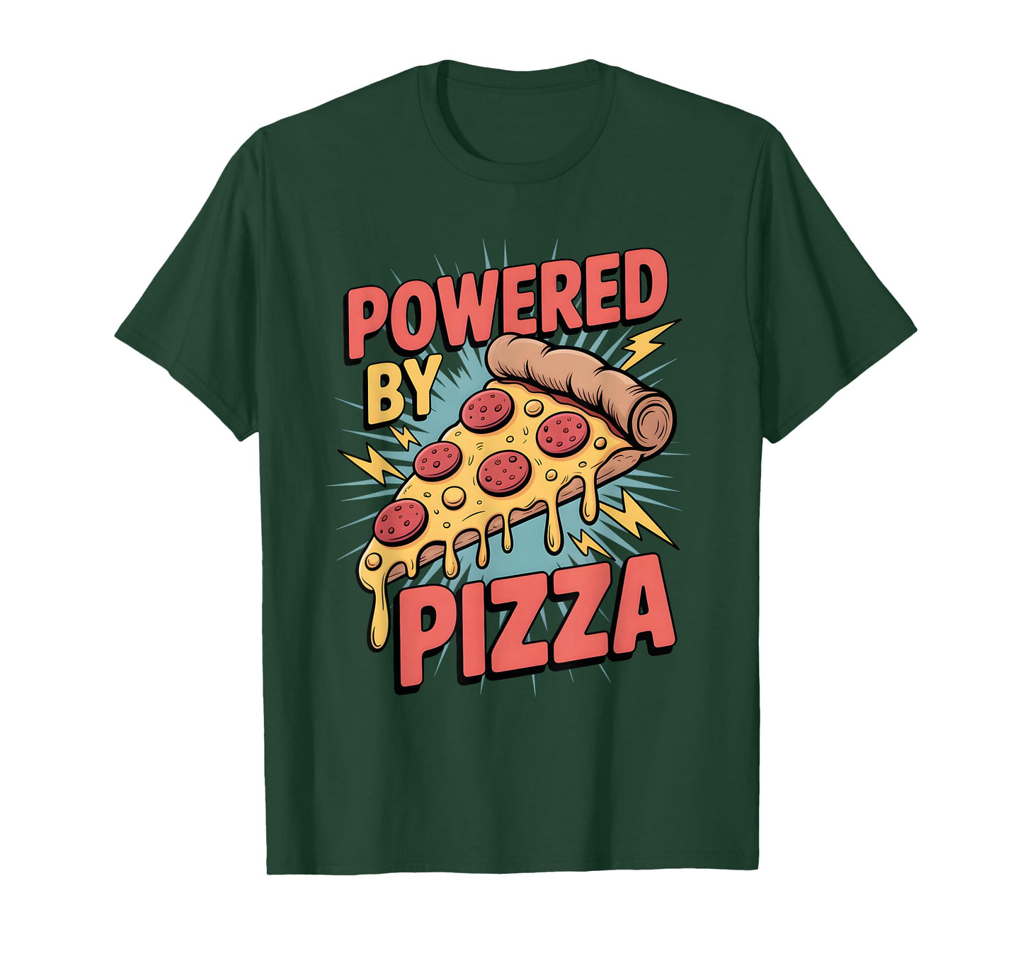 Powered by Pizza Funny Retro Food Lover Energy Vibes T-Shirt