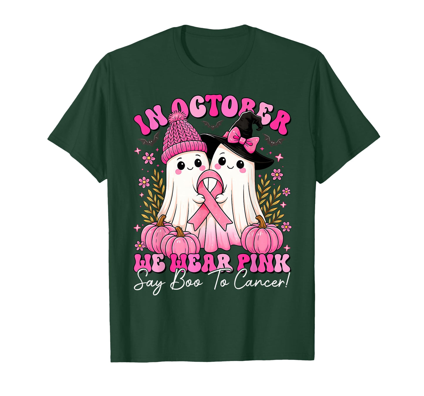 Breast Cancer Women Halloween in October We Wear Pink T-Shirt