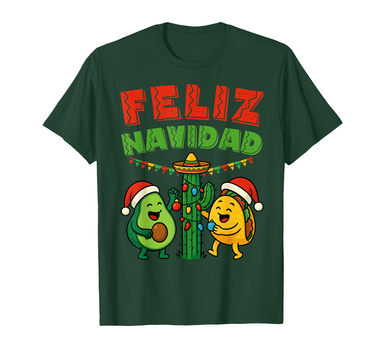 Funny Feliz Navidad Avocado Tacos Mexican Christmas Family T-Shirt