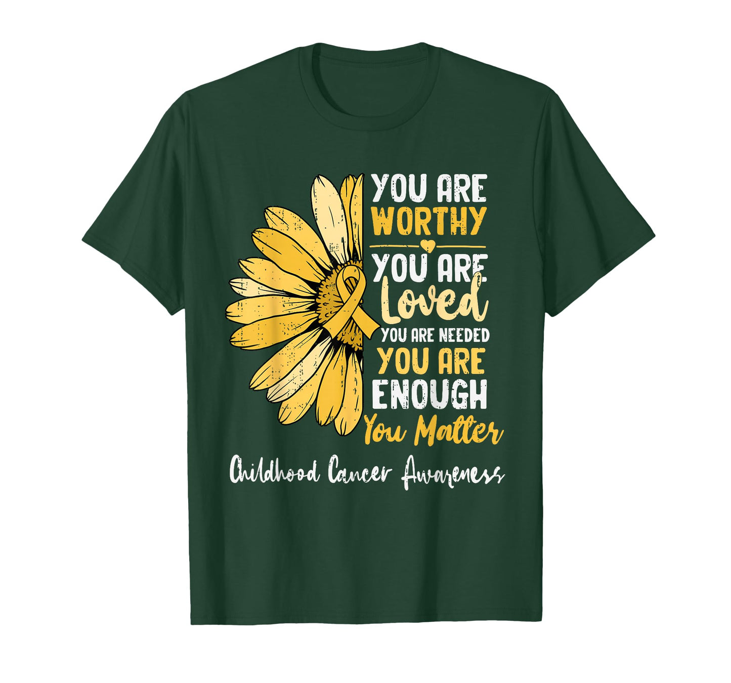 Motivational Childhood Cancer Awareness Gold Sunflower T-Shirt