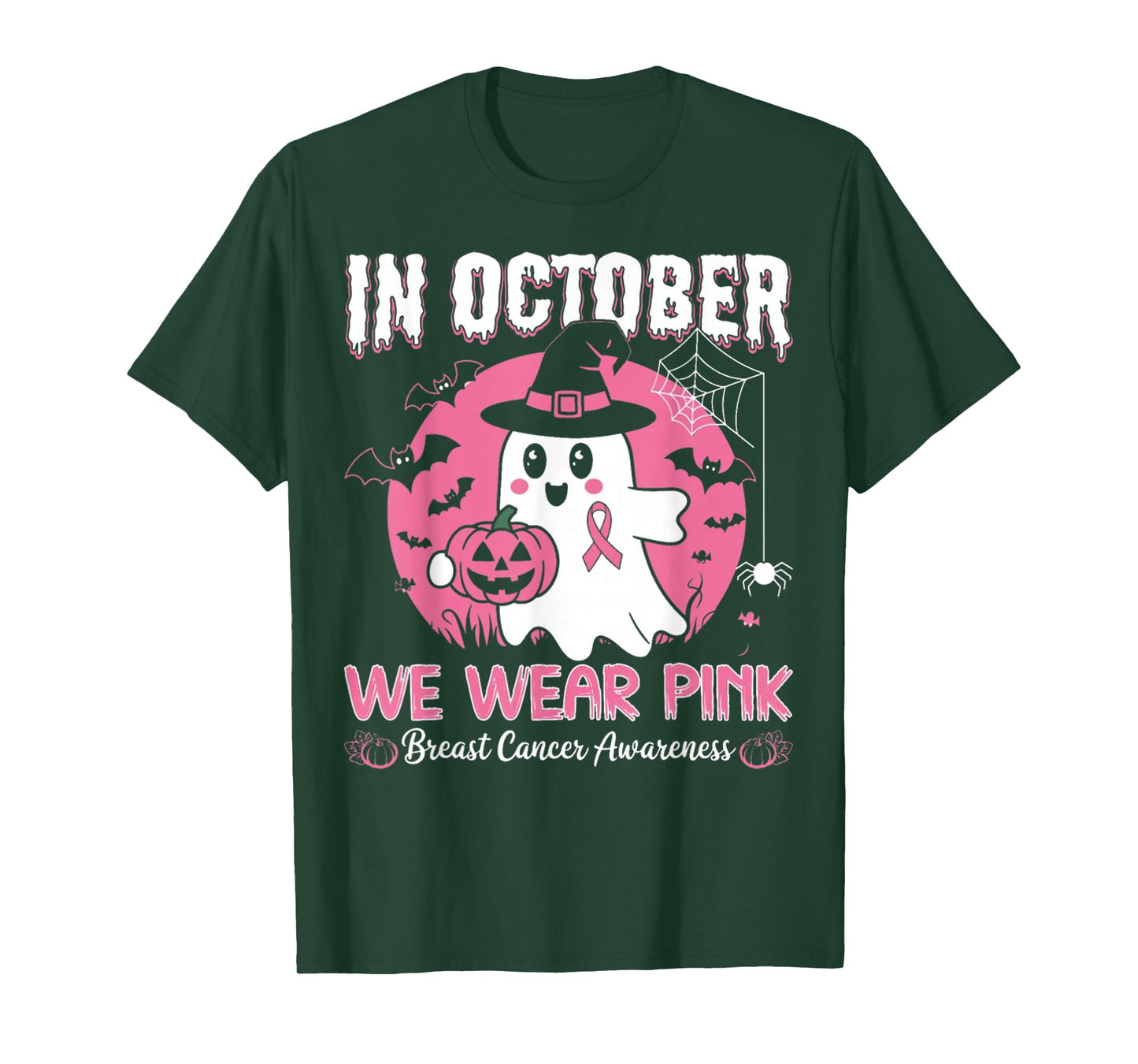 Breast Cancer Women Halloween in October We Wear Pink T-Shirt