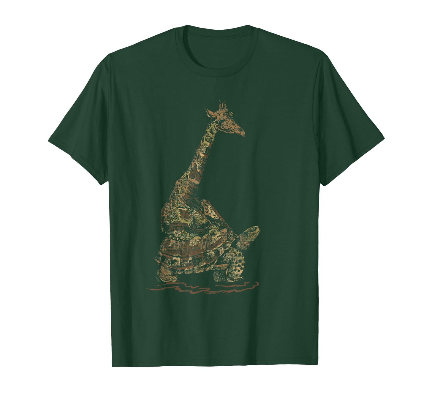 Turtle Riding Tee Zoo Keeper Gift Vintage Giraffe T-Shirt