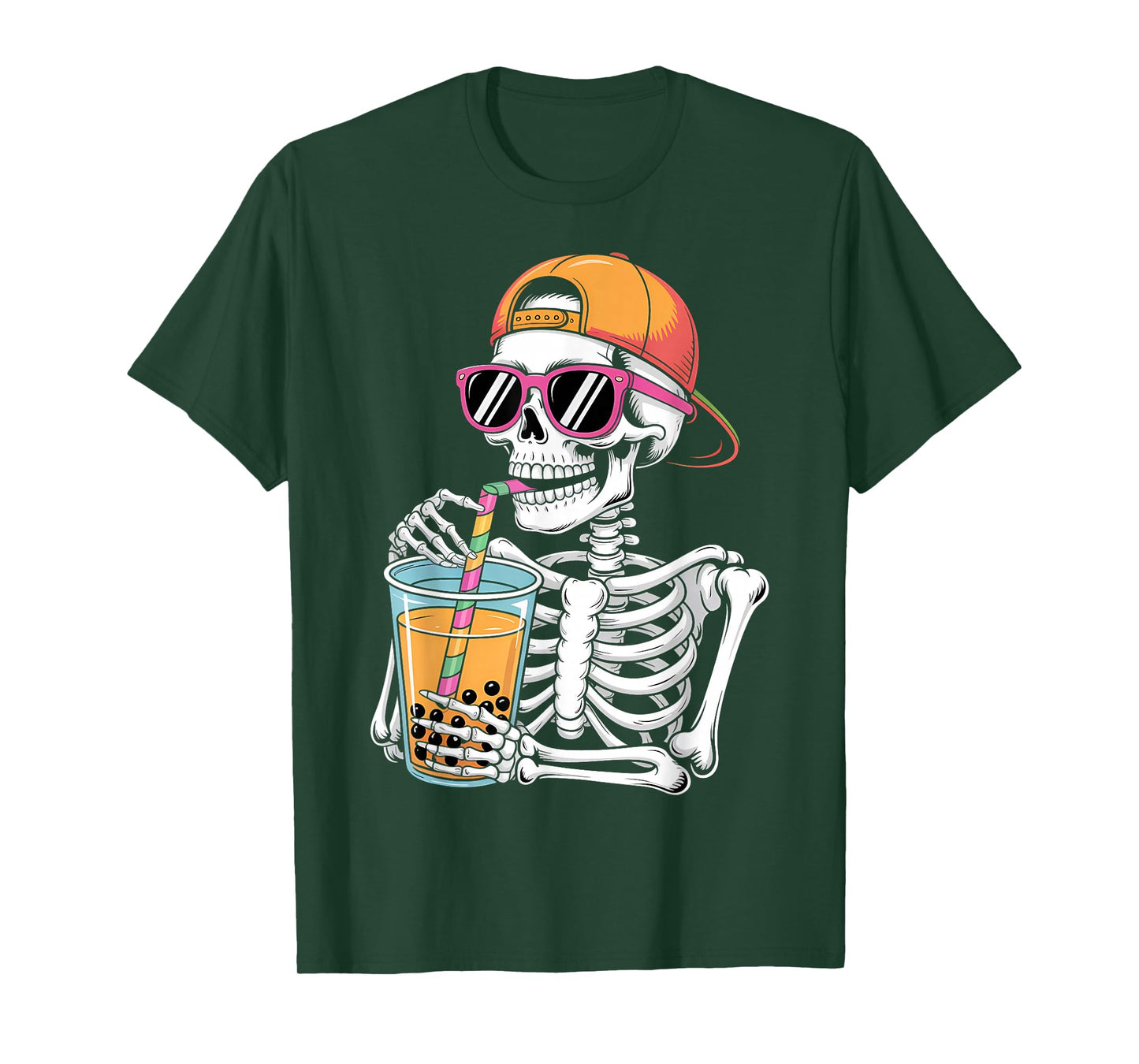 Funny Halloween Skeleton Boba Tea Costume T-Shirt