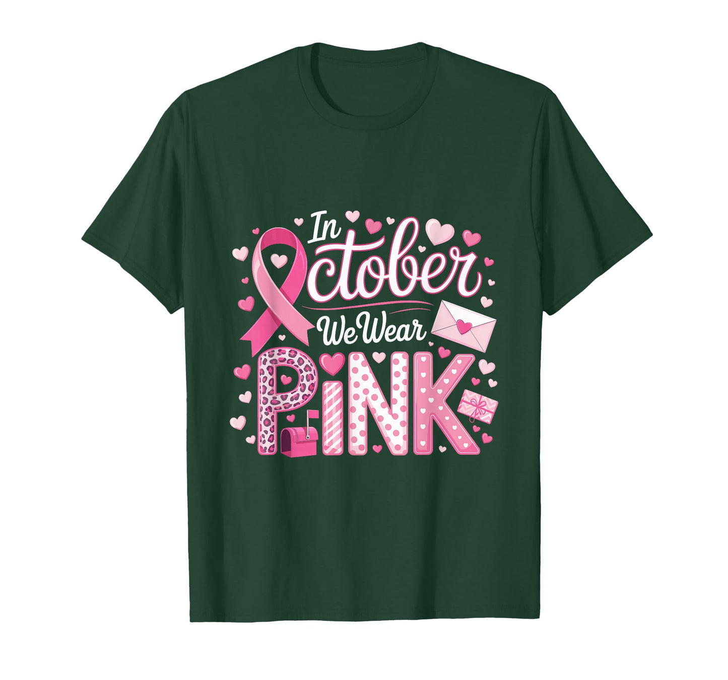 October We Wear Pink Breast Cancer Awareness Postal Worker T-Shirt