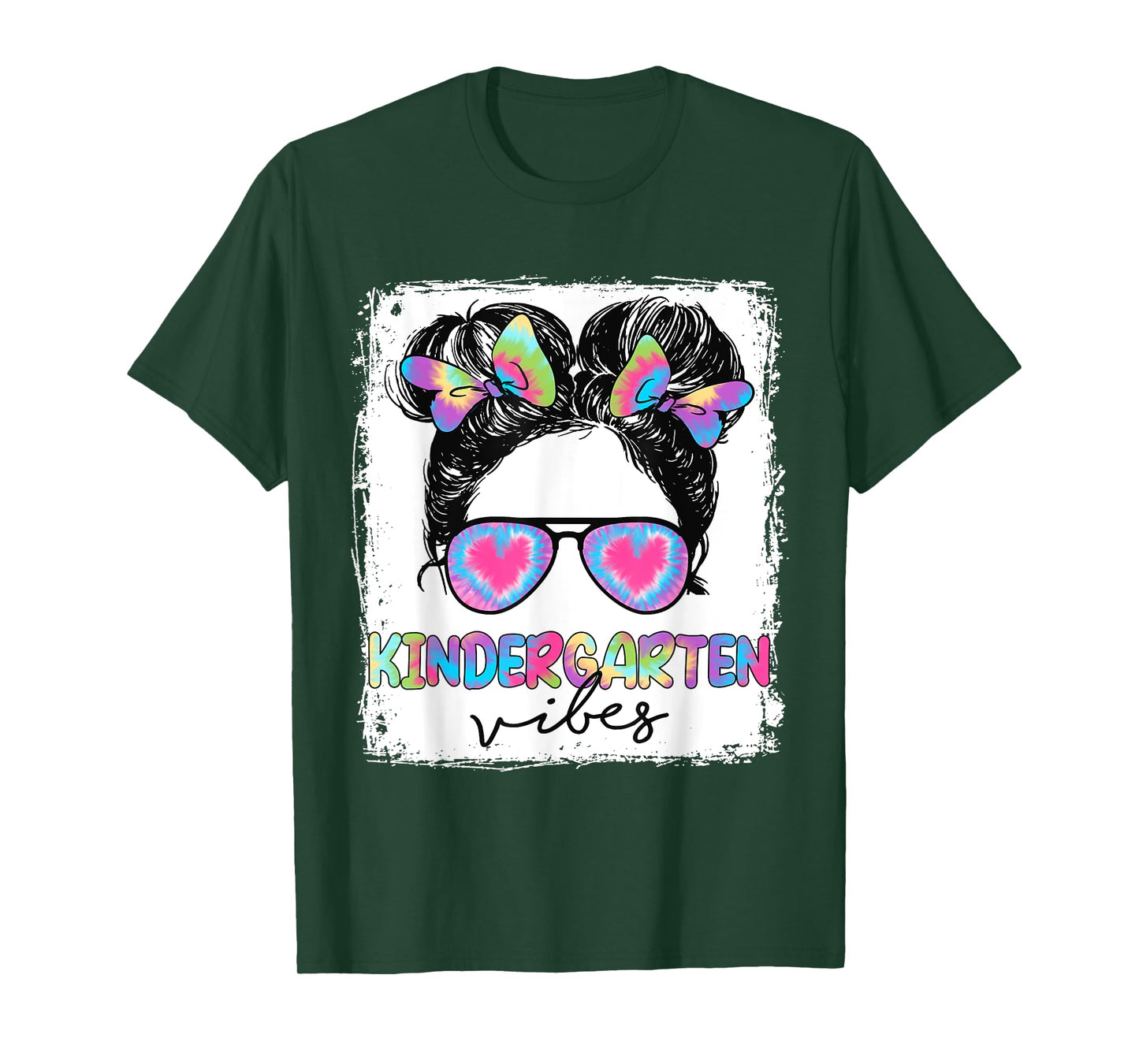 Kindergarten Vibes Messy Hair Bun Girl Back To School T-Shirt