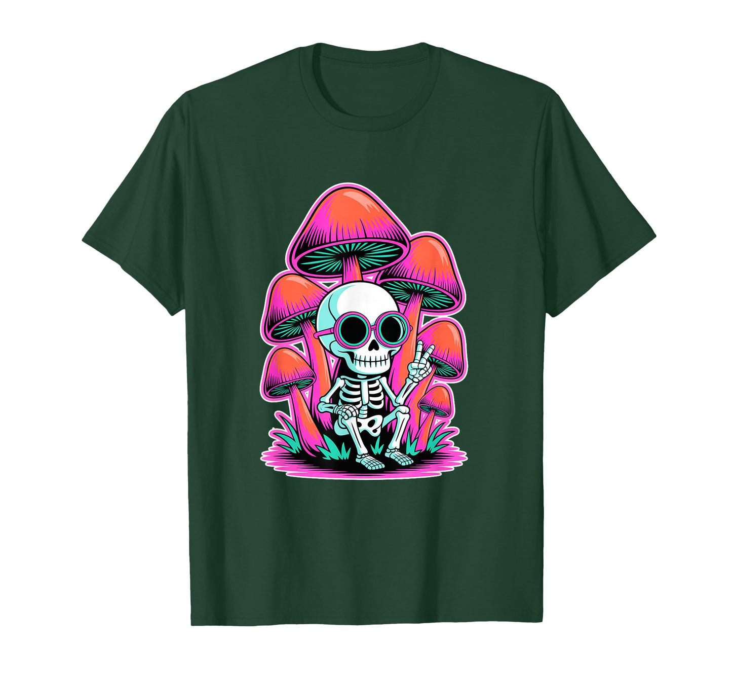 Funny Halloween Skeleton Hippie Peace T-Shirt