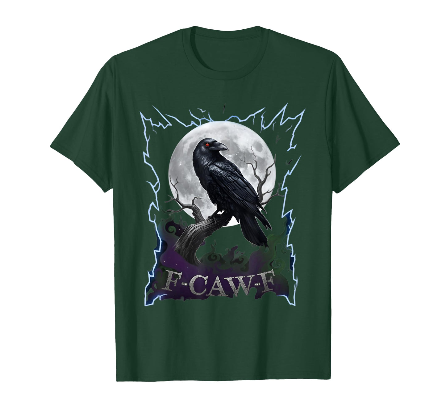 Scary Raven F-Caw-F Full Moon Halloween T-Shirt