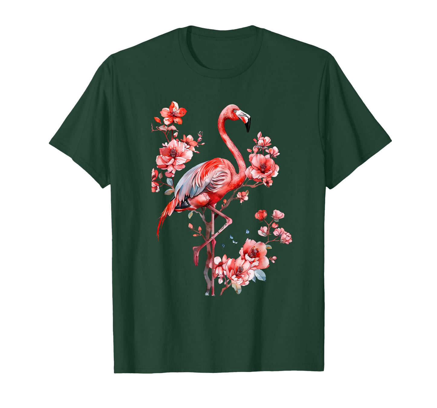 Flamingo Bird Floral Flamingo Lover Motif Nature Artwork T-Shirt
