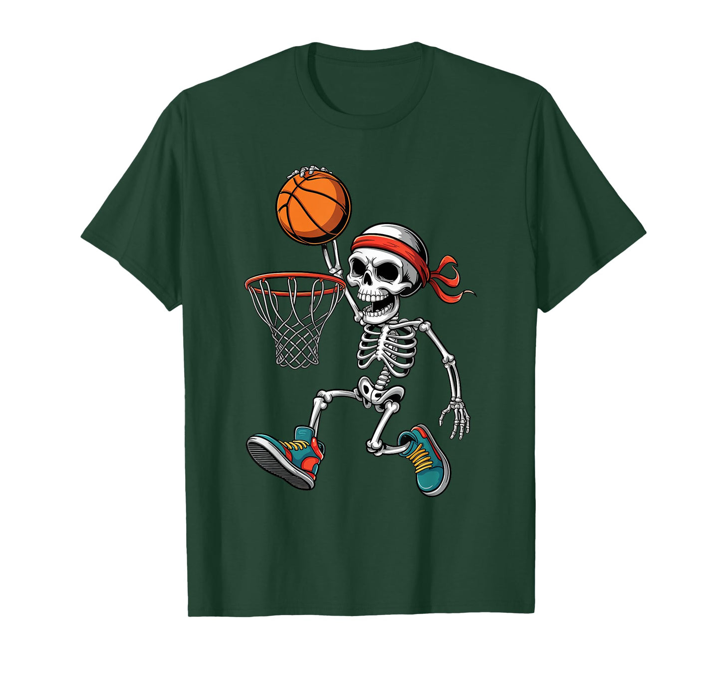 Funny Skeleton Playing Basketball Halloween Trick or Treat T-Shirt