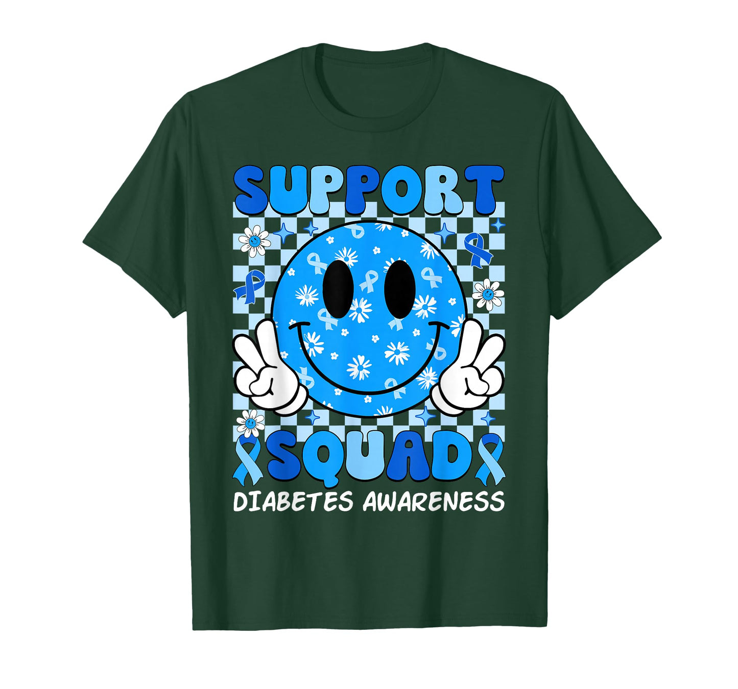 Support Squad Diabetes Awareness Shirt Blue Smile T1D Type 1 T-Shirt