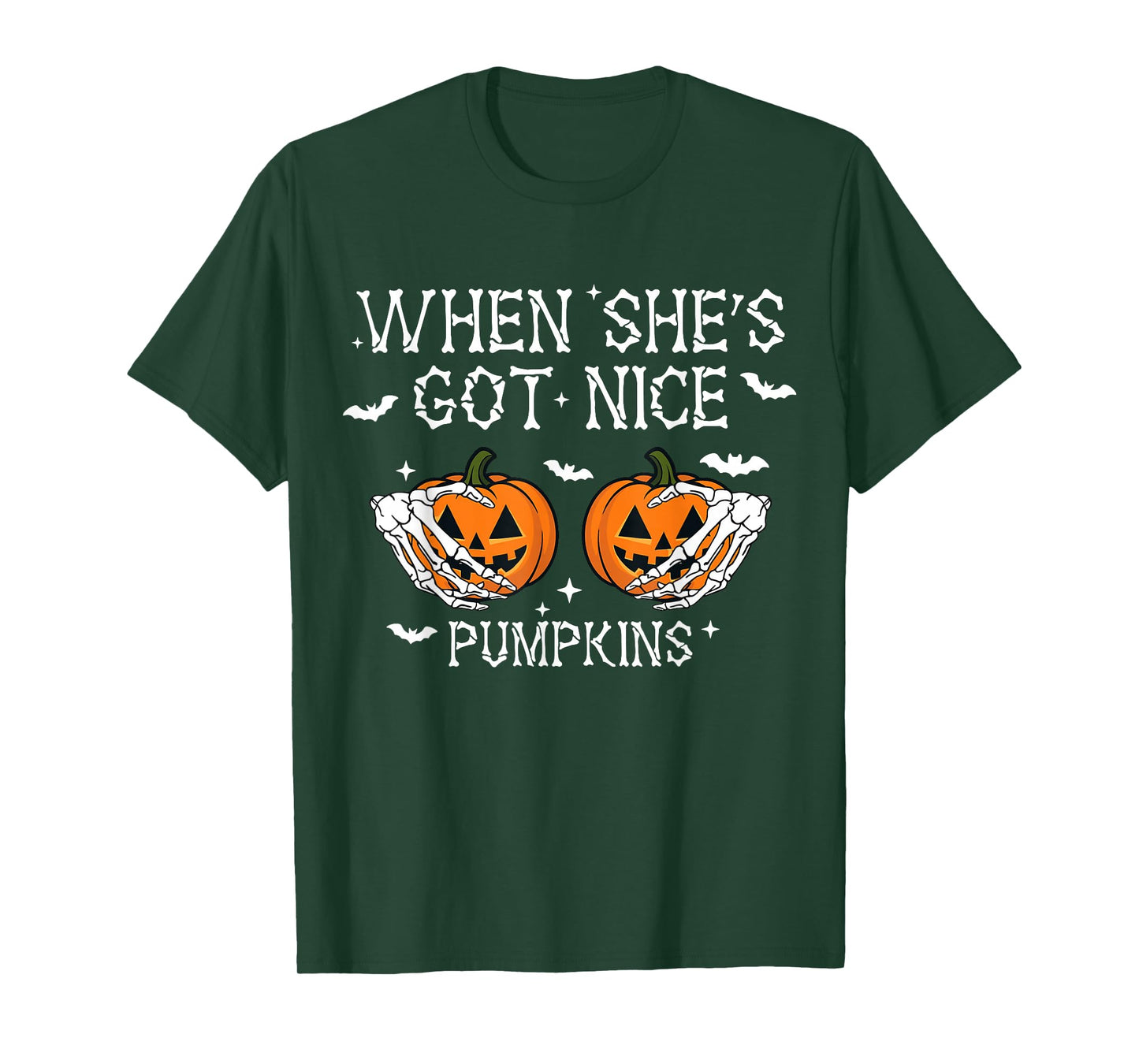 When She's Got Nice Pumpkins Halloween Skeleton Hand Pumpkin T-Shirt