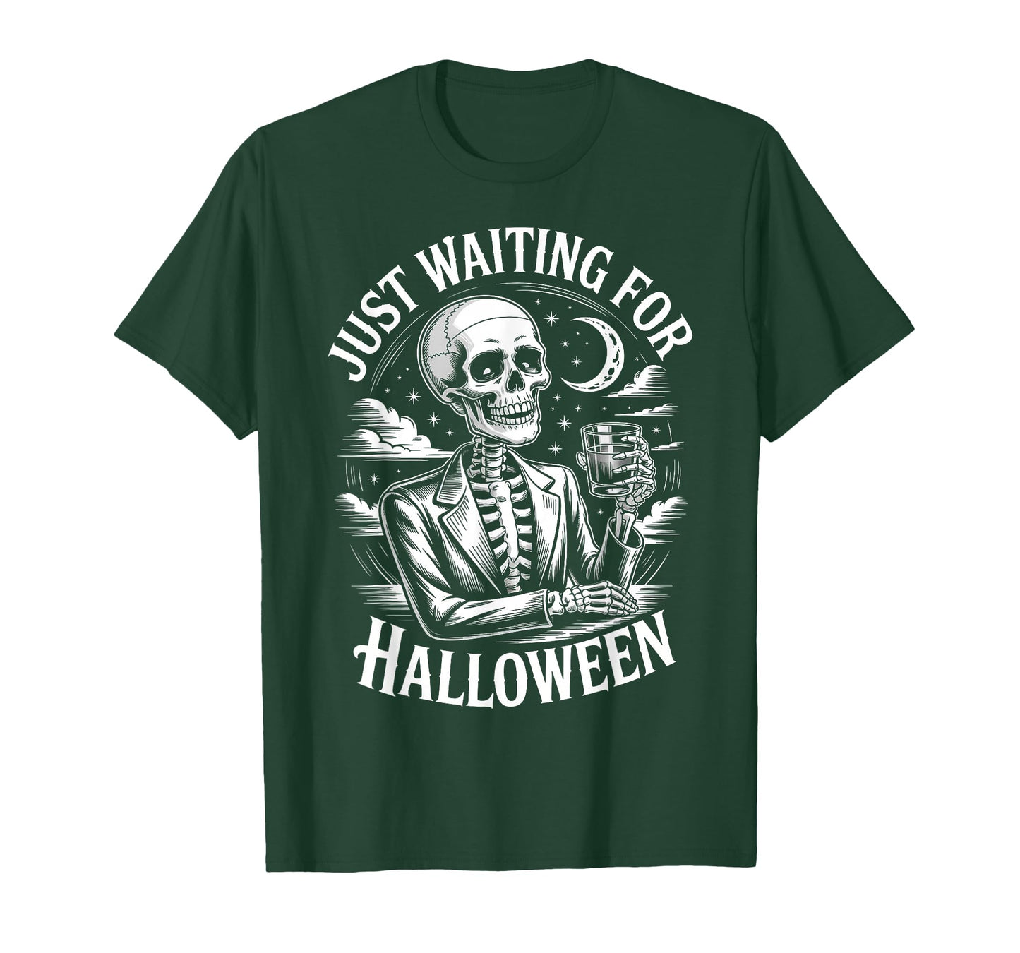 Just Waiting for Halloween Skeleton Humor T-Shirt