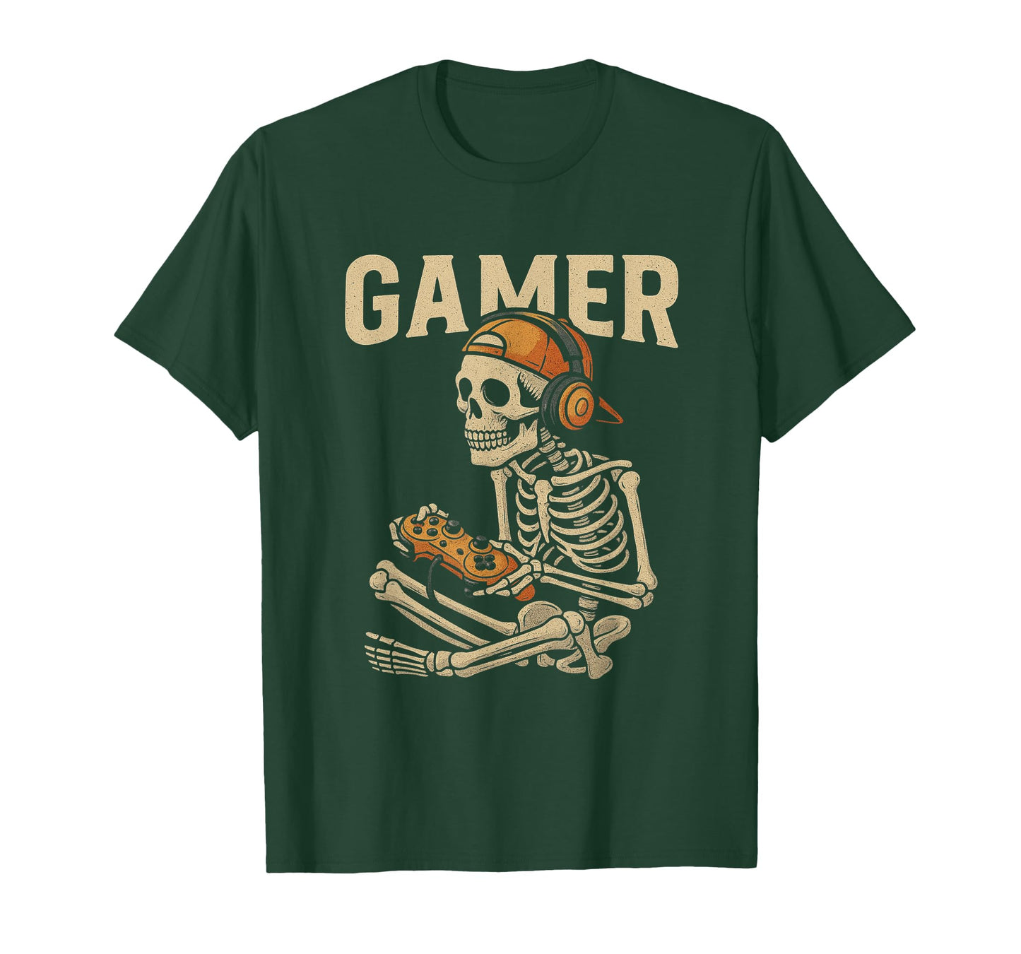 Halloween Skeleton Gamer Video Gaming Boys Men Kids Tees T-Shirt